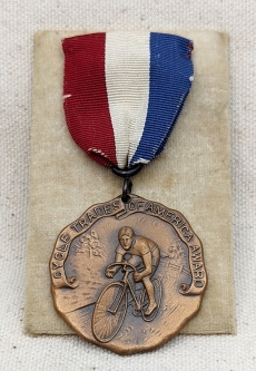 1920s Cycle Trades of America Bronze 3rd Place Racing Medal Engraved to Carl Mullenaux