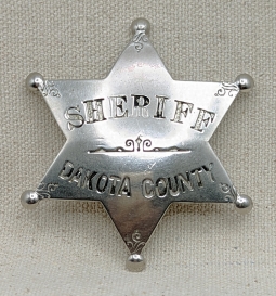 Ca Late 1910's Dakota County Nebraska Full Sheriff 6 point Star Badge