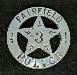 Circa 1880s-1890s GHOST TOWN Fairfield Kansas Police Badge by H. C. Liepsner