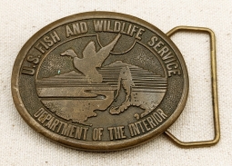 Great 1977 US Fish & Game Wildlife Service Dept of the Interior #'d Brass Buckle by Western Heritage