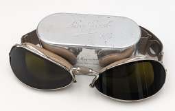 Rare Iconic WWI LUXOR No. 5 US Aviator Goggles With Sunshade Lenses in TIME CAPSULE Condition