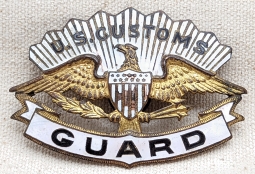 Rare 1920s-1930s US Customs Guard Hat Badge #915