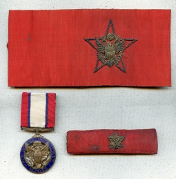RARE WWI US Army DSM #1932, General Staff Corps Armband, & GSM Trench Clip, of 26th Div. G-2 Lt. Col