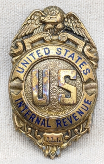 Rare 1920s US Internal Revenue Agent Badge by N.C. Walter