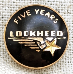 Ca 1950 10K Gold Lockheed Aircraft 15 Year Service Pin by J.A. Meyers