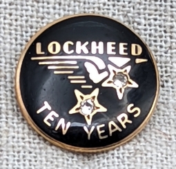 Ca 1950 10K Gold Lockheed Aircraft 10 Year Service Pin by Leavens in Pinback