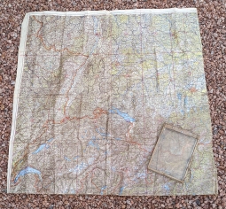 Nice Early WWII Luftwaffe Flieger Karte Map of Middle Europe 1941 Dated on Leather & Plastic Holder