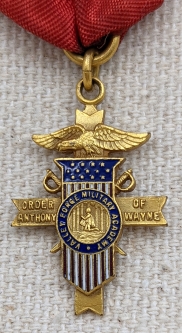 Rare 1939 NAMED Valley Forge Military Academy Order at Anthony Wayne Miniature Medal by Eby