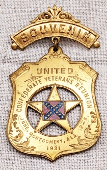 Ext Rare 1931 UCV Reunion Montgomery Alabama Souvenir Badge