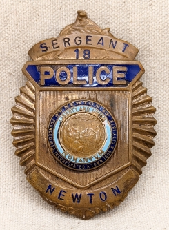 Great Old ca 1960 Newton MA Police Sergeant Badge with a great "Been There" Look