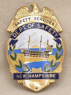 Rare Early 1960s NH Dept of Safety Division of Safety Service Badge #4
