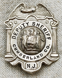 1920s - 1930s Cumberland County NJ Deputy Sheriff Lapel or Wallet Badge