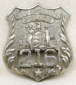 Beautiful 1920s Hoboken NJ Police Badge #216 by C.D. Reese