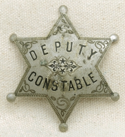 Great Old West Ca 1900 Deputy Constable 6 pt Star by California Maker Wirth & Jachens