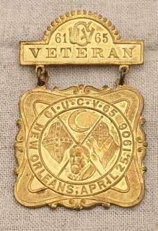 Gorgeous Example 1906 UCV reunion New Orleans LA Veteran Badge