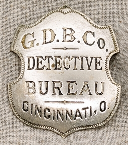 Great Old 1880s Private Detective Badge from the Grannan Detective Bureau Company of Cincinnati Ohio
