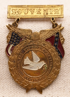 Rare 1913 Gettysburg 50th Anniversary Peace Badge with White Dove