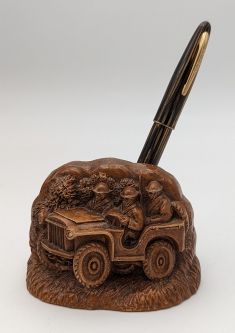 Great WWII Jeep Fountain Pen Holder by Syroco Wood