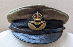 Rare 1918 Pattern Khaki RAF Royal Air Force Officer Visor Cap Named to BRODIE