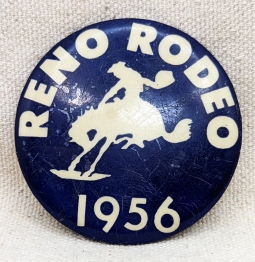 Great 1956 Reno Nevada Rodeo Large Celluloid Badge/Pass