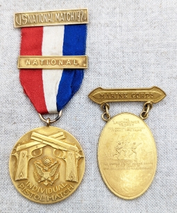 Gorgeous Pair of USMC Shooting Medals, 1920 National Match & 1922 Lauchheimer Trophy John M. Thomas 