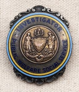Lovely 1910s Philadelphia PA Public Welfare Social Service INVESTIGATOR Badge in Sterling Silver