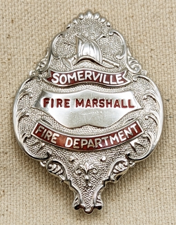 1970s-1980s Somerville MA Fire Dept Fire Marshall Badge