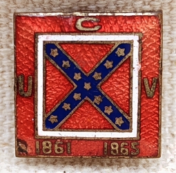 Beautiful 1890s UCV United Confederate Veterans Stars & Bars Battle Flag Member Lapel Pin