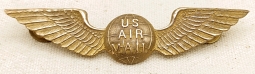 Beautiful & Rare Ca 1930 US Air Mail Pilot Wing in Rolled Gold