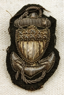 Rare Salty USCG WWI 1920s Bullion Petty Officer Hat Badge