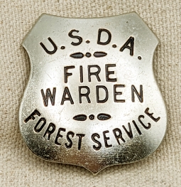 1940s US Department of Agriculture USDA Forest Service Volunteer Fire Warden Badge