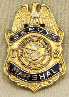 Great ca 1960 Deputy US Marshal "Ike" Badge #2035 in Gold Fill