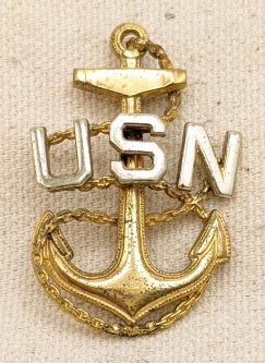 RARE Ca 1930s USN CPO Chief Petty Officer Hat Badge by PANCRAFT