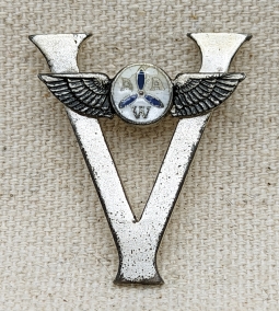 Rare WWII AAW American Aircraft Workers Union V for Victory Pin in Sterling Silver
