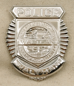 1960s Waltham MA Police Badge #88 Sunburst Radiator/Clamshell