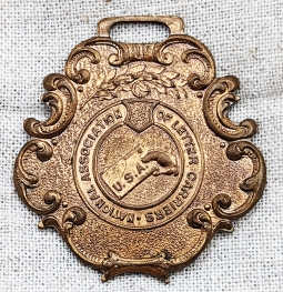 Beautiful ca 1900 National Association of Letter Carriers Bronze Watch Fob by St. Louis Button Co.