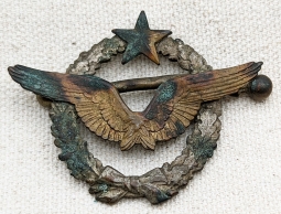 1916 or 17 Issue French Army Pilot Badge Type 1 #B6440 Looks to have Been Taken from a Crashed Pilot