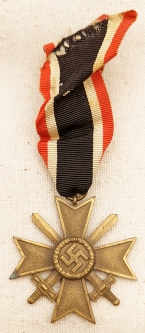 Early WWII Nazi War Merit Cross in Bronze Wrinkled Ribbon