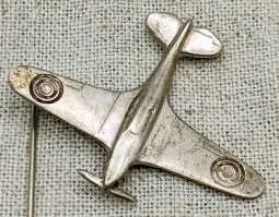 Great WWII British Spitfire Aircraft Stickpin in Sterling Great "Jaunty" Angle