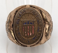Rare 1920's Citizen Military Training Camps Ring in Enameled & Gold-Plated Brass