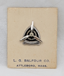 WWII Aeroproducts Propellers 1 Year Service Lapel Pin by Balfour on original card