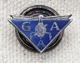 Ext Rare Short-Lived 1940-42 AGA Aviation Corp. 1yr Service Pin with Autogiro in Sterling