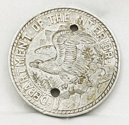 Great ca 1900 US Dept of the Interior #'d Aluminum Seal / Tag