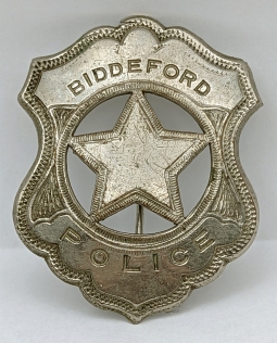 Great 1920s Biddeford Maine Police Badge by CG Braxmar