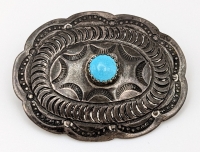 Nice Vintage 1940's Navajo Brooch in Silver and Turquoise