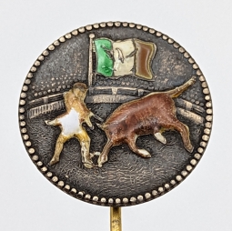 Wonderful Ca. 1900 Enameled Sterling Mexican Bullfighting Stick Pin
