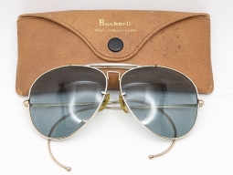 Rare Vintage 1960s Bushnell Aviator Blue Grey Lens Sunglasses by Bausch & Lomb in Original Case