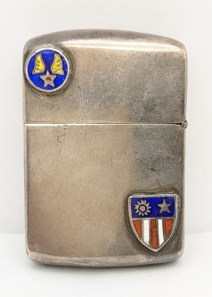 Wonderful WWII USAAF CBI Zippo Lighter with Heavy Enameled & Engraved Indian Made Case