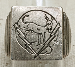 Fantastic Ca 1944 USAAF 347th Fighter Squadron silver Men's Ring Made in Italy