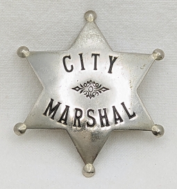 Nice Old West "Stock" City Marshal 6pt Star Badge by W.S. Darley 1910s-1920s